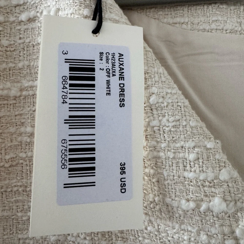 NWT BA&SH Auxane tweed mini dress long sleeve ecru size M - Picture 10 of 11